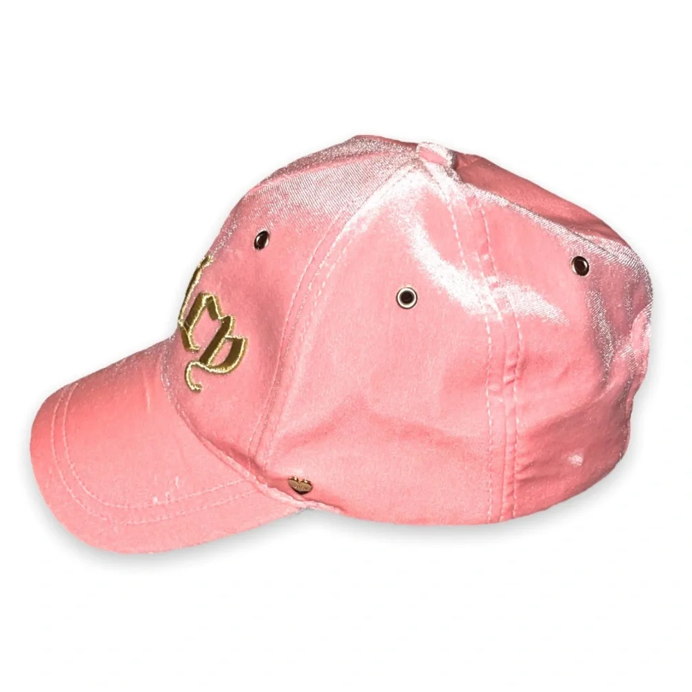Juicy Couture Vintage Pink Velvet Embroidered Gold Logo 